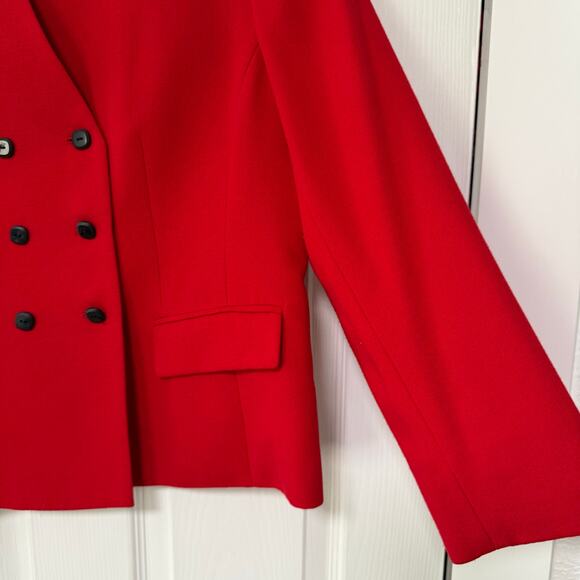 Kasper A.S.L. Women's Red Double Breasted Blazer Jacket Size 14 Petite - Picture 10 of 13